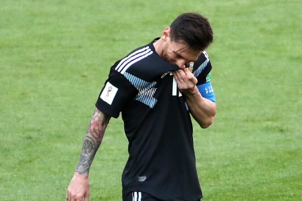 Lionel Messi of Argentina reacts after missing a penalty against Iceland. Photo: EPA