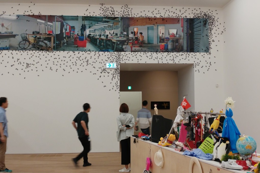 Collective LH02’s Killing 3000 (2018) and Liang Juhui’s Construction of a Place and Ants (1998), part of the Tai Kwun Contemporary art gallery's inaugural exhibition, “Dismantling The Scaffold”.