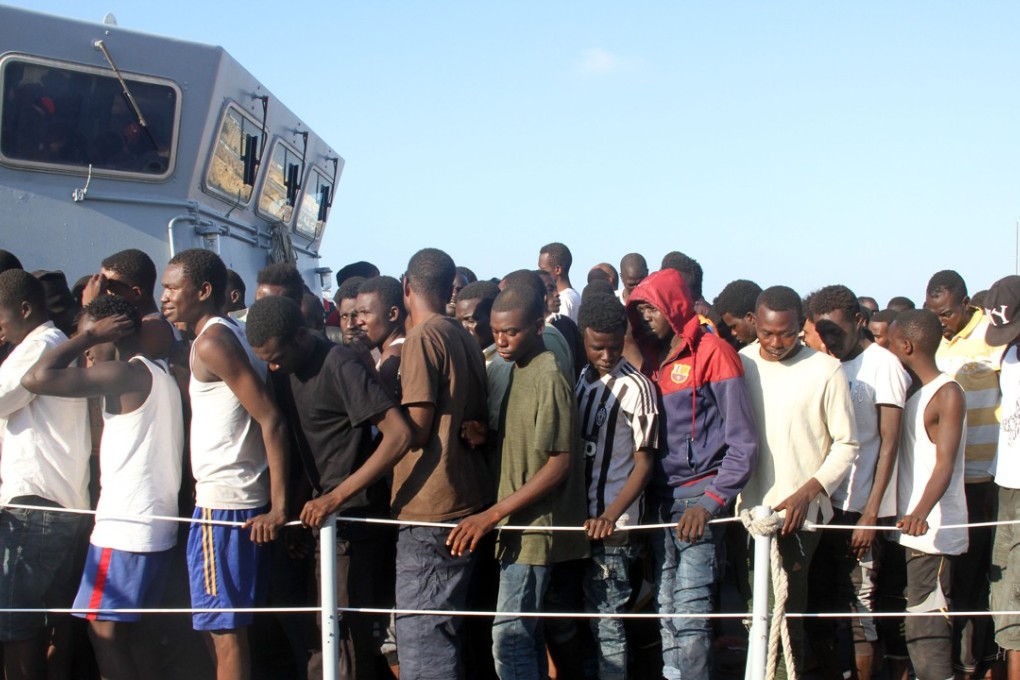 African migrants rescued by Libya’s coastguard are brought to the naval base of the capital Tripoli on June 21. Photo: Agence France-Presse