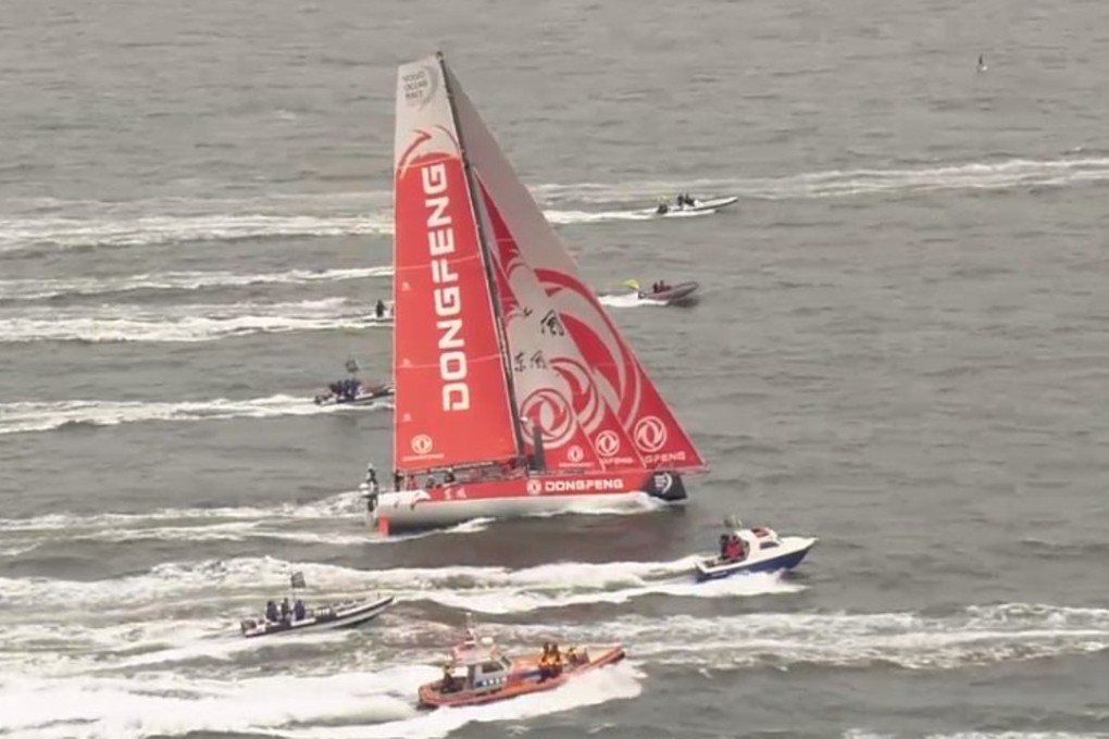 Dongfeng Race Team heading towards the finish line in The Hague. Photo: VOR