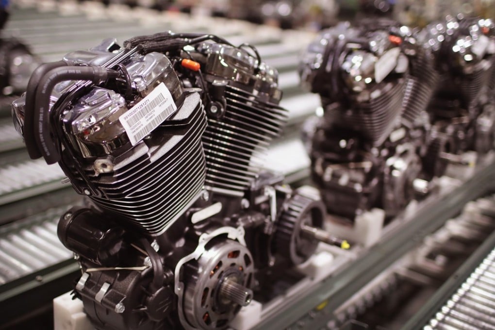 Harley-Davidson motorcycle engines are assembled at the company's Powertrain Operations plant in Menomonee Falls, Wisconsin, on June 1. Photo: Getty Images North America via AFP