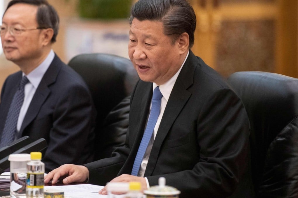 Chinese President Xi Jinping (right) speaks during a meeting with French Prime Minister Edouard Philippe in Beijing on Monday. Xi said on Saturday that the authority of the party’s central leadership on foreign policy should be upheld. Photo: AFP
