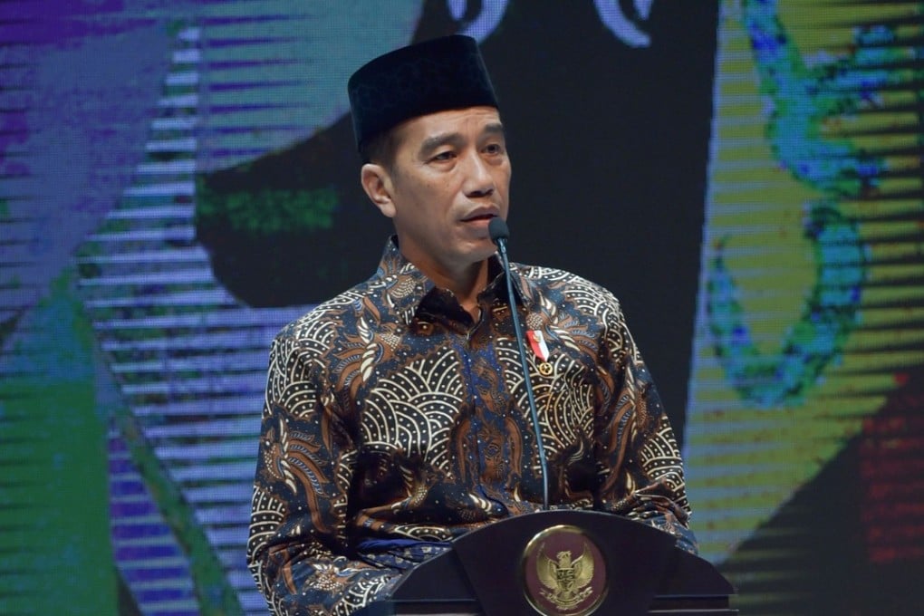 Indonesian President Joko Widodo delivers his speech during the opening of the Muslim Fashion Festival in Jakarta on April 19. To promote its interests abroad in a pragmatic manner, Indonesia has maintained membership is a variety of global bodies, from Asean to the G20 and the Organisation for Islamic Cooperation. Photo: AFP
