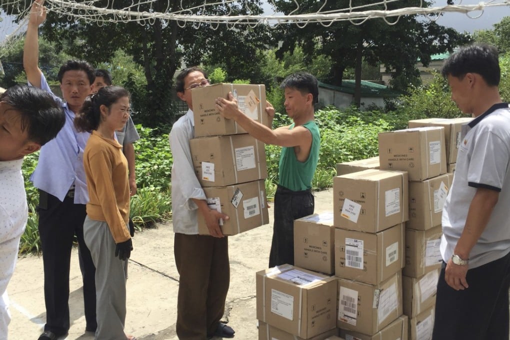 Hepatitis B medicine provided by US-based Christian Friends of Korea is delivered to a health care centre in Pyongyang last year. Aid groups say sanctions are hurting those who need help the most. Photo: Christian Friends of Korea via AP