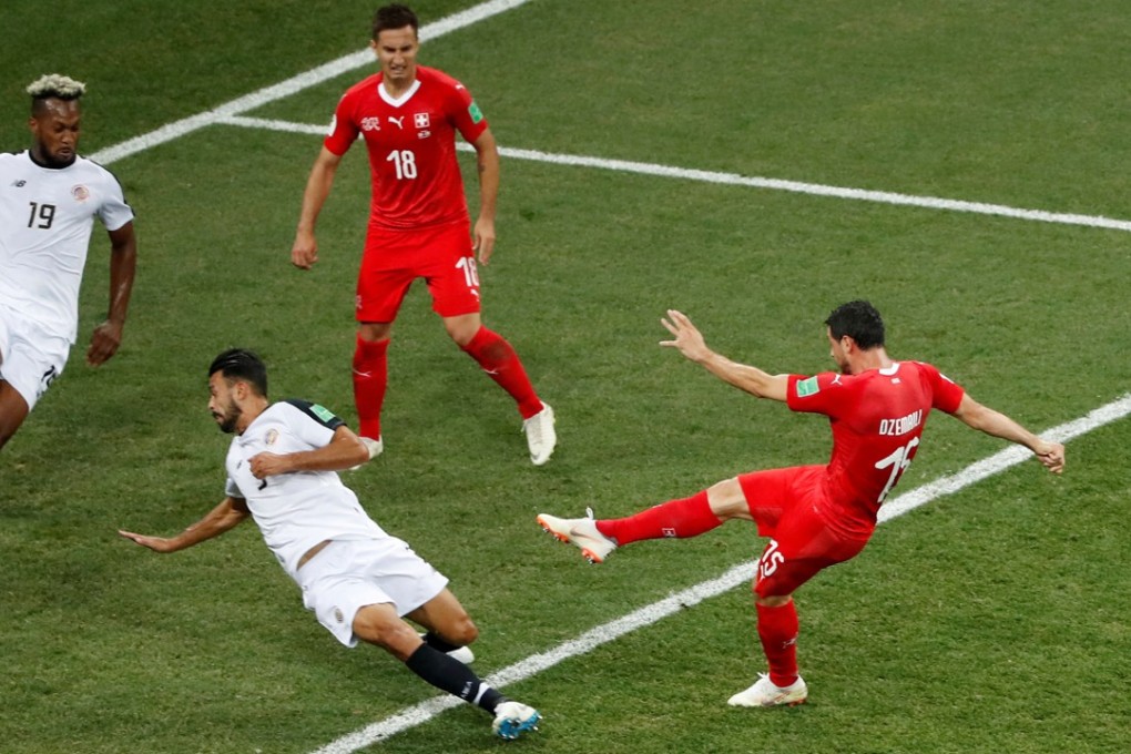 Switzerland’s Blerim Dzemaili rattles in the opener against Costa Rica. Photo: Reuters