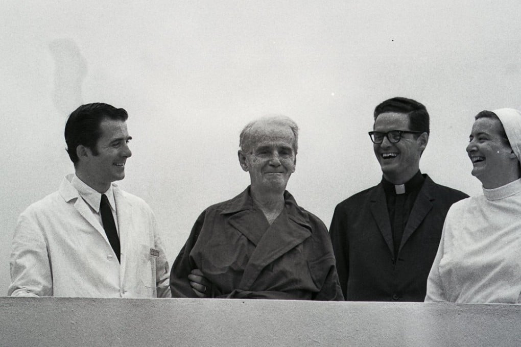 Bishop James Walsh (second from left) at Mother Maryknoll Hospital. Picture: SCMP