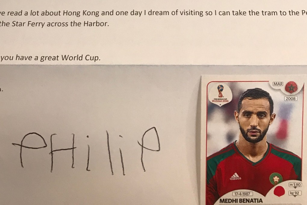 A picture of the letter sent by a young sticker collector from the United States to the Post. Photos: Nicolas Atkin