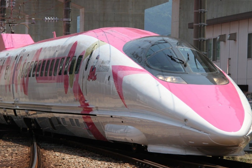 Shinkansen train adorned with special livery bearing popular character Hello Kitty. Photo: AFP