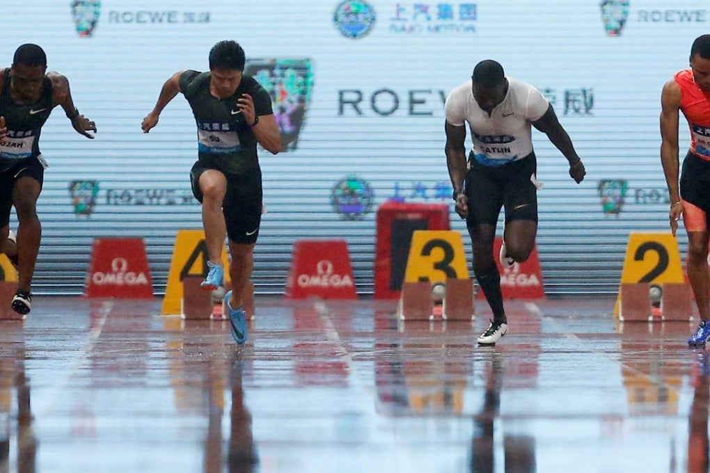China's Su Bingtian (second from left) is thriving under American tutelage. Photo: Reuters