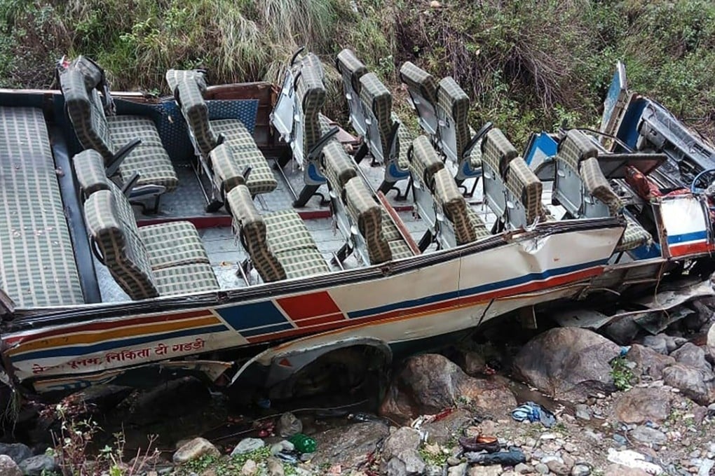The bus fell into a 213-metre deep gorge in the Himalayan foothills. Photo: AFP