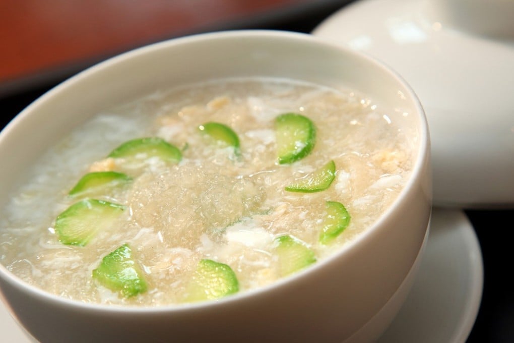 Bird’s nest soup with minced chicken, egg white and bamboo pith. Photo: Handout