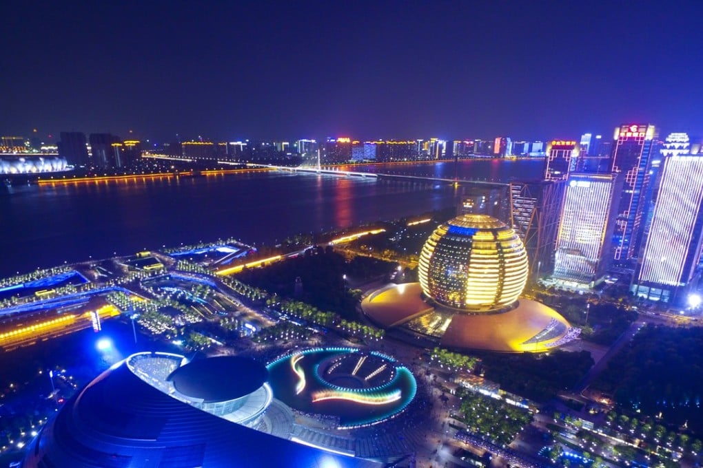 Night view of Qianjiang New Town in Hangzhou, in east China's Zhejiang province. Photo: Imaginechina