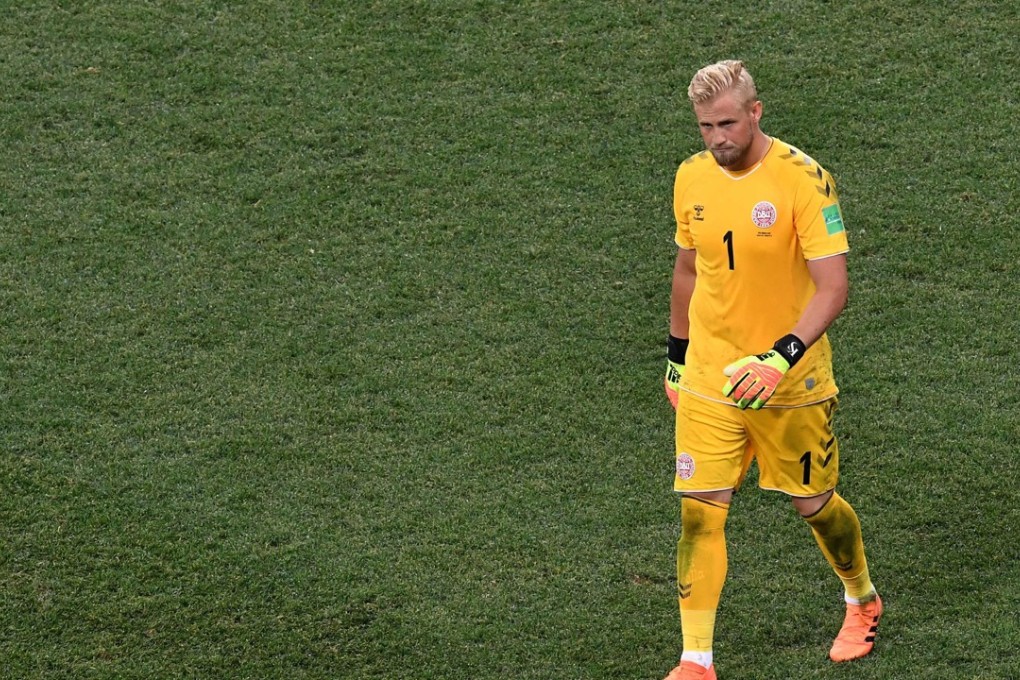 Denmark's goalkeeper Kasper Schmeichel reacts at the end of the Russia 2018 World Cup round of 16 loss to Croatia. Photo: AFP