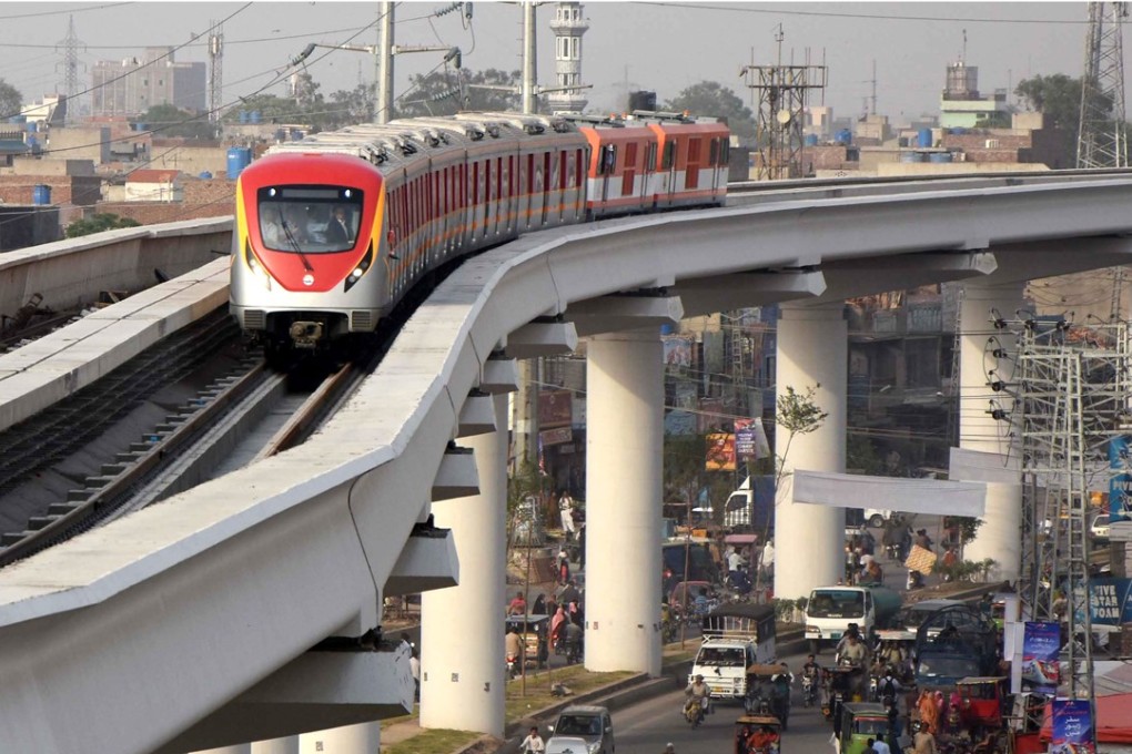 The China-Pakistan Economic Corridor is a collection of US$62 billion worth of infrastructure projects under construction across the South Asian country, including this metro train service in Lahore. Photo: Xinhua