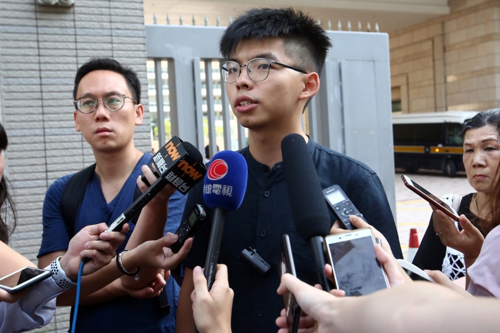 Joshua Wong at West Kowloon Magistrate's Court on Wednesday. Photo: Edmond So