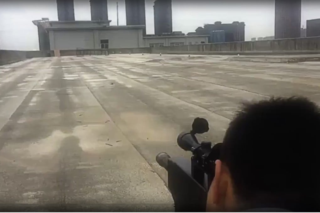 A still from the footage provided by ZKZM Laser shows the weapon being tested on a rooftop in Xian. Photo: ZKZM Laser