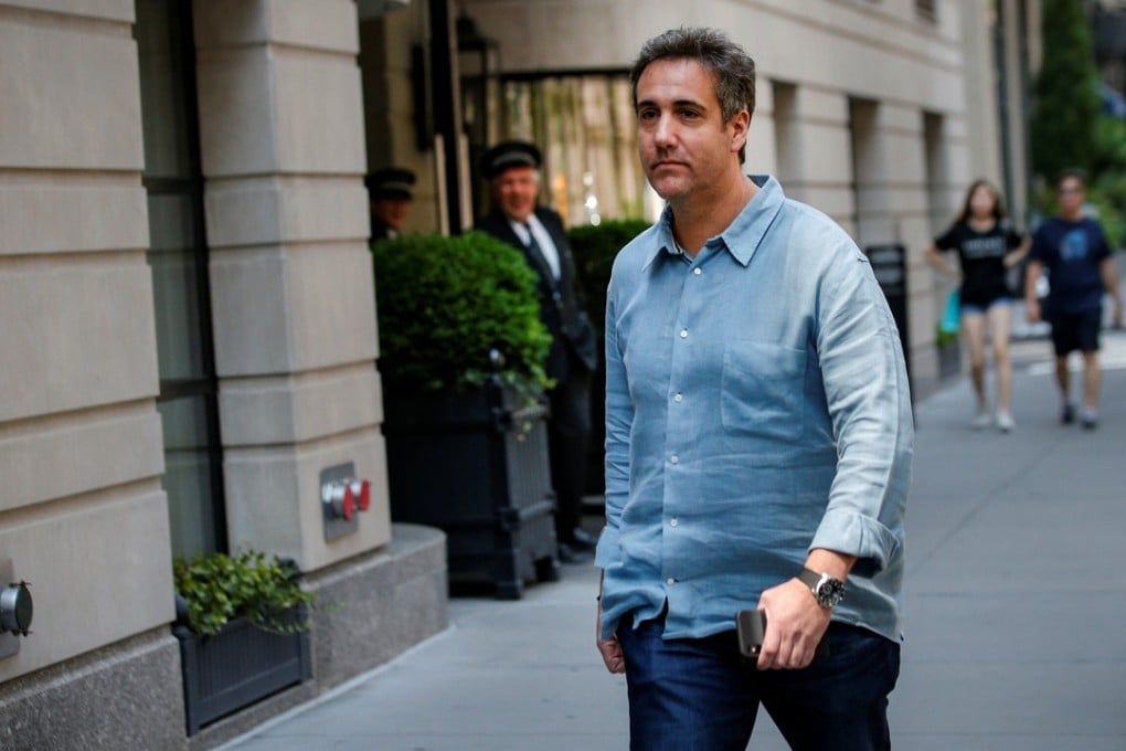 US President Donald Trump's former personal lawyer Michael Cohen exits his hotel in New York Cit on Monray. Photo: Reuters