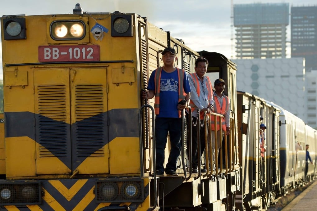 A train arrives in Phnom Penh after travelling from the northwestern province of Pursat using the newly restored railway. Photo: AFP