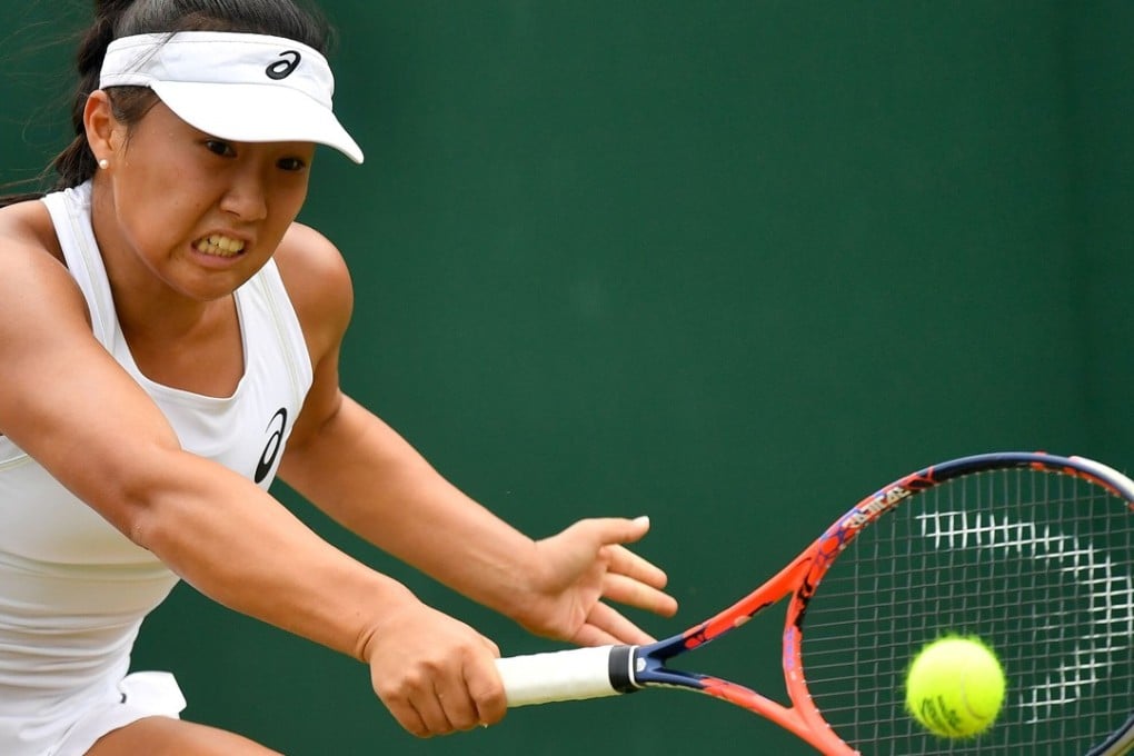 Claire Liu, of the US, returns against Germany's Angelique Kerber during her second round match at Wimbledon. Photo: AFP