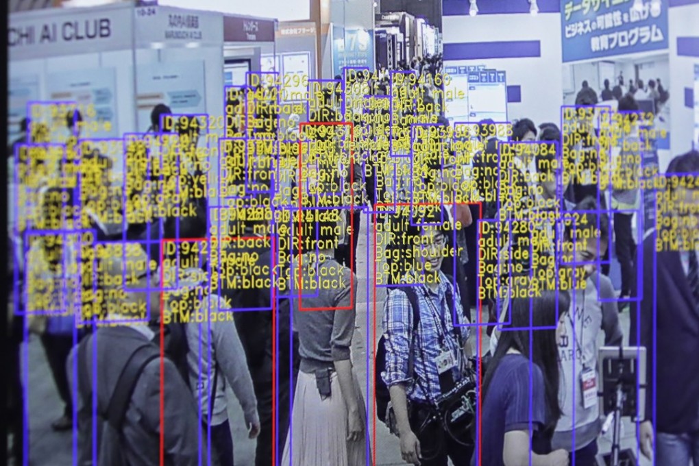 Object detection and tracking technology developed by SenseTime Group is displayed on a screen at an artificial intelligence exhibition in Tokyo, Japan, on April 4. The advent of AI is transforming the economy. Photo: Bloomberg