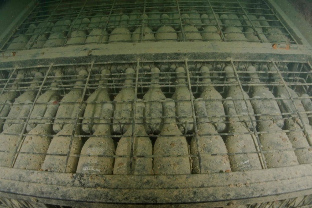 Bottles of wine age in Crusoe Treasure’s underwater cellar in Plentzia Bay, on the coast of Spain’s Basque region. Photo: AFP