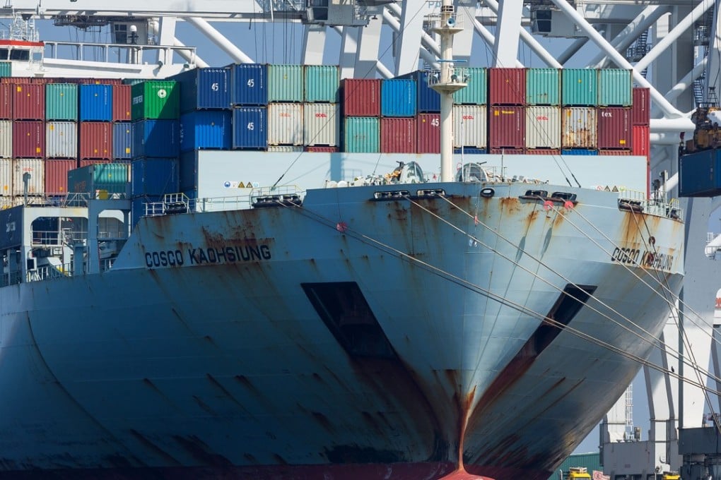 Containers on a Chinese ship at the Port of Long Beach in Long Beach, California. Photo: Bloomberg