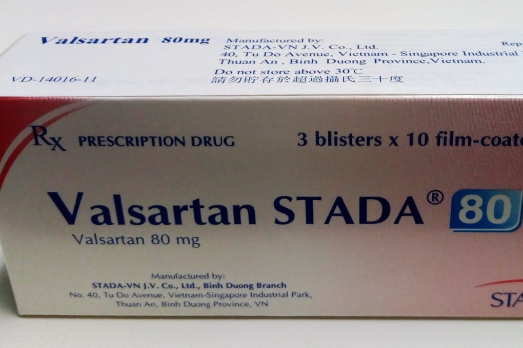 The Department of Health today (July 6) instructed two licensed medicine wholesalers to recall five products containing valsartan from the market. Picture shows one of the affected products, Valsartan Stada 80mg tablets. SCMP Pictures (HANDOUT from ISD)