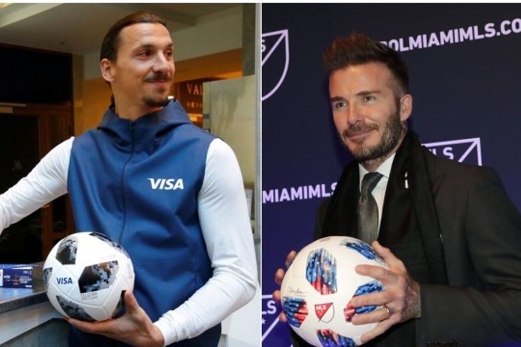 Zlatan Ibrahimovic and David Beckham have set up a wager on the outcome of the England-Sweden World Cup quarter-final clash. Photo: SCMP