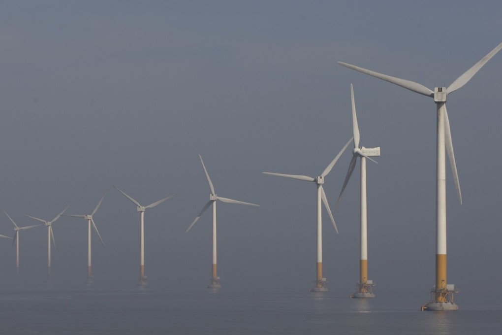 Wind turbines from Sinovel are seen near Shanghai, China, in 2011. Photo: Chinatopix via AP
