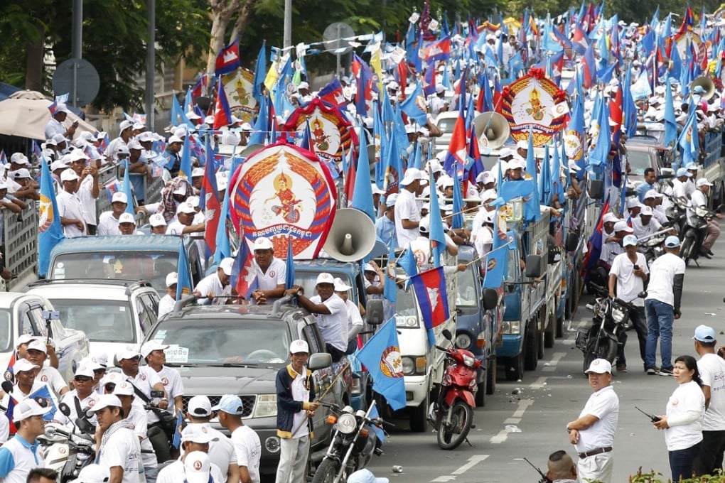 Supporters of the Cambodian People’s Party during a political campaign in Phnom Penh. Photo: EPA