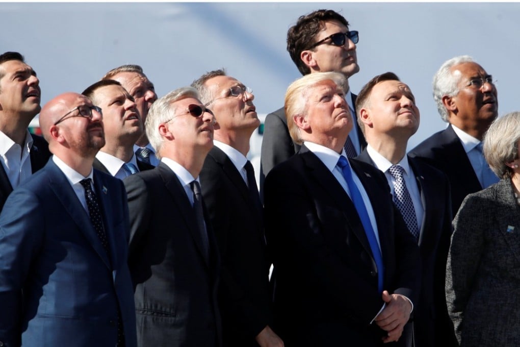 Nato country leaders watching an aerial fly-pass at the headquarters in Brussels in May 2017. Photo: Reuters