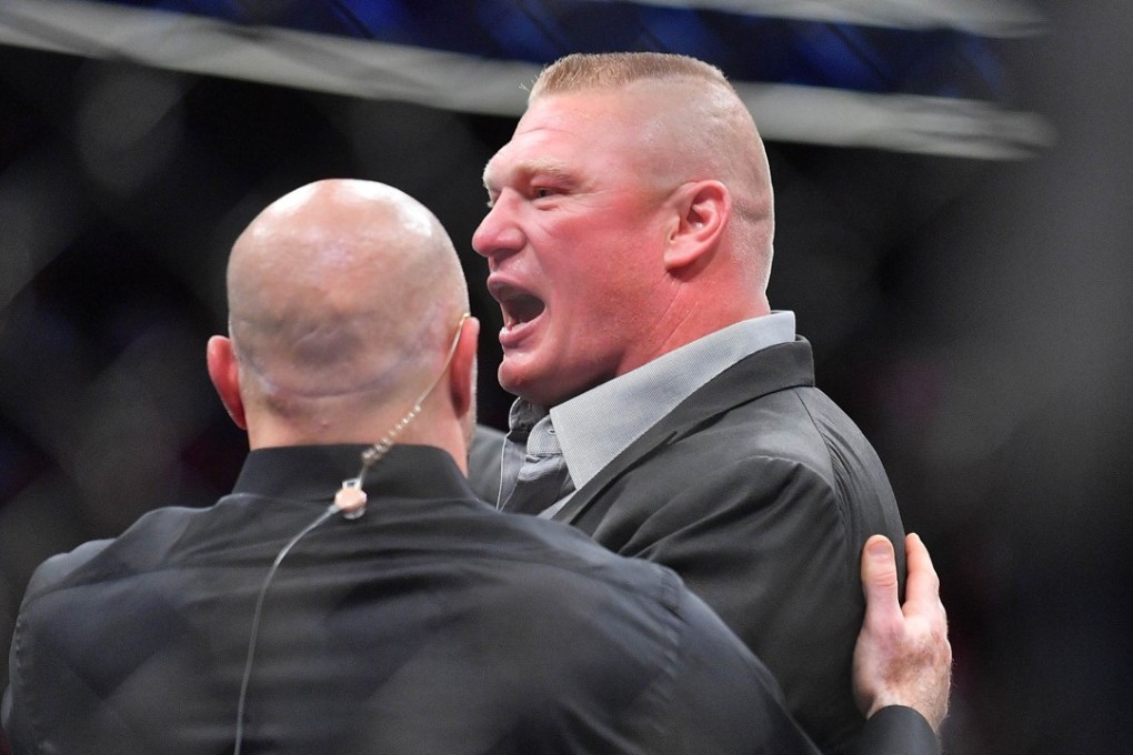 Brock Lesnar challenges Daniel Cormier after Cormier’s heavyweight championship fight against Stipe Miocic. Photo: AFP