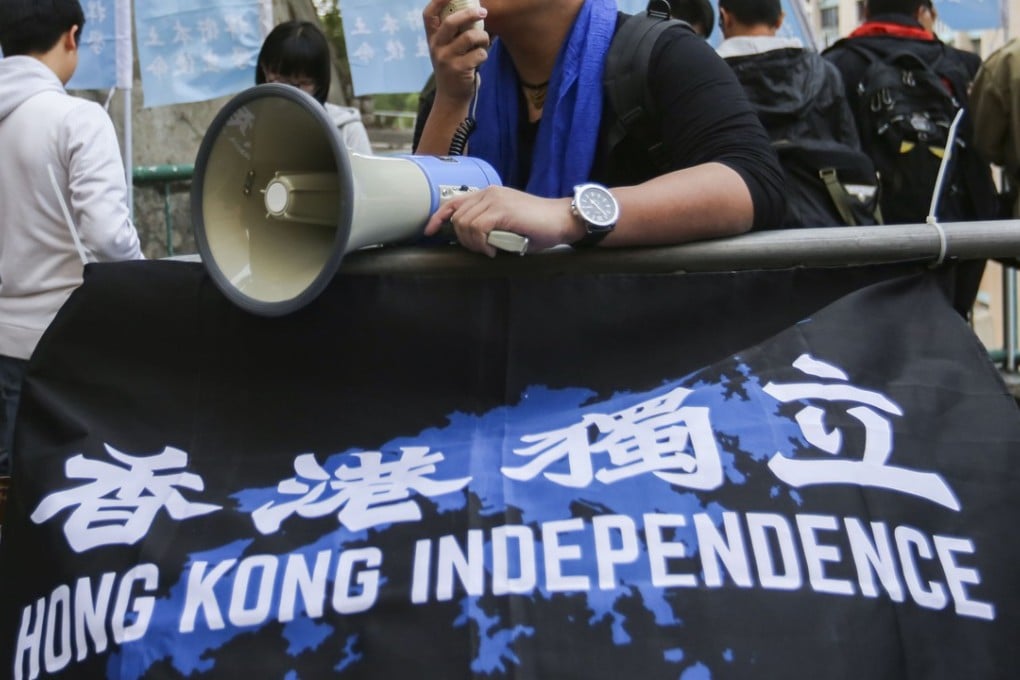 Student independence activists protest outside Kwai Chung Methodist College in November last year. Photo: Xiaomei Chen/SCMP