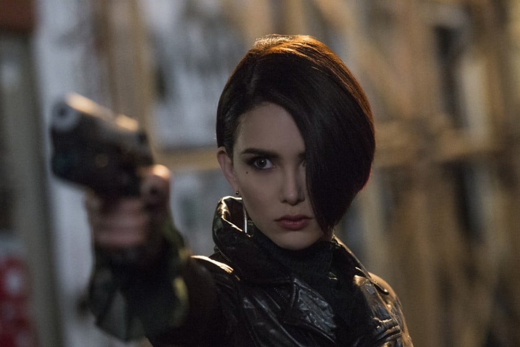 Actress Hannah Quinlivan plays as an assassin in Skyscraper (2018).