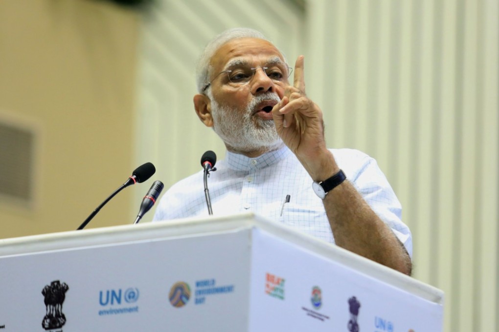Indian Prime Minister Narendra Modi speaks during an event marking World Environment Day in New Delhi on June 5. Photo: EPA-EFE