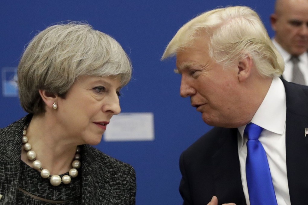 British Prime Minister Theresa May and US President Donald Trump at a Nato summit in 2017. Photo: AP