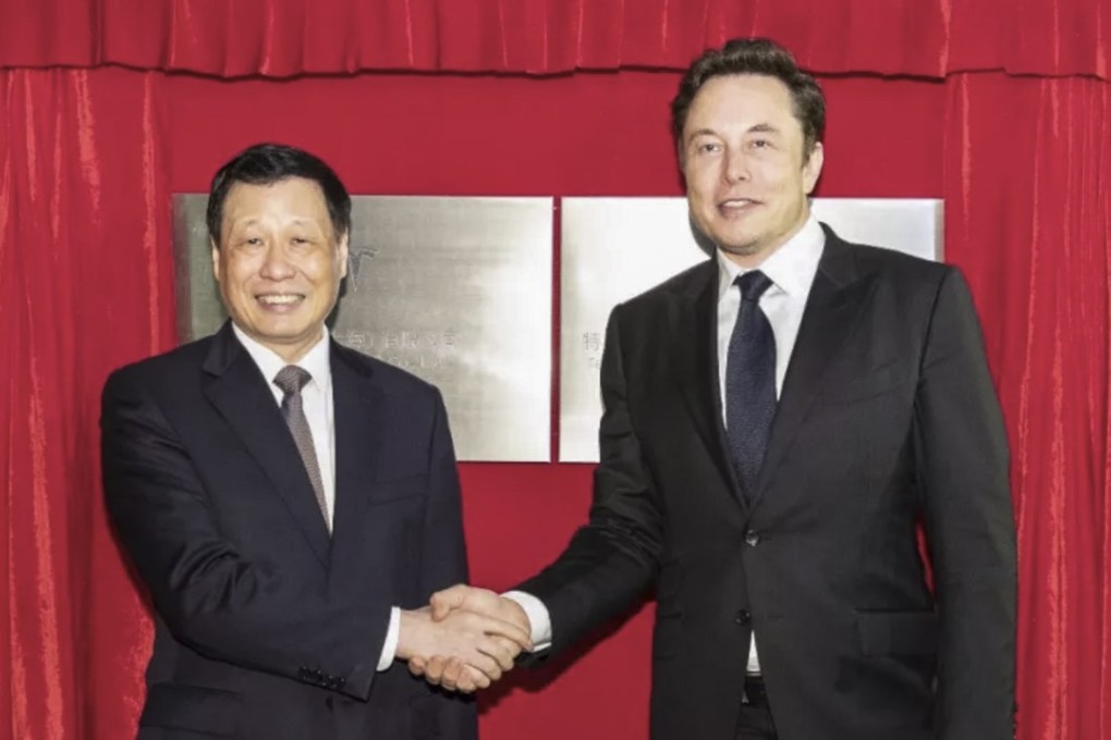 Ying Yong, mayor of Shanghai, and Elon Musk, chief executive and co-founder of Tesla, in Shanghai. Photo: Shanghai Municipal People's Government