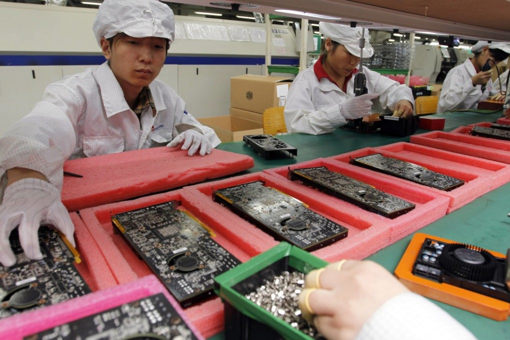 A production line at the Foxconn complex in the southern Chinese city of Shenzhen. Photo: AP