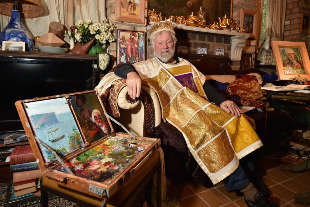 Paul Delprat posing for a photo at his home as the self-appointed Prince of the Principality of Wy, a micronation spanning his home in Mosman, northern Sydney. Photo: AFP