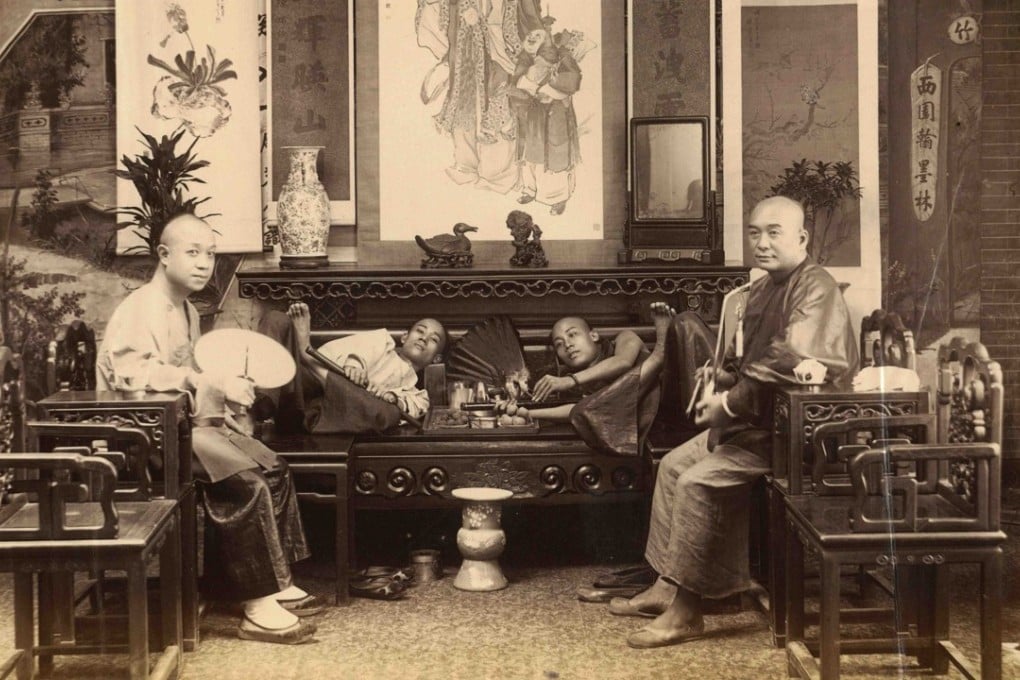 Smoking opium with water pipes (circa 1880). Photo: courtesy of Wattis Fine Art