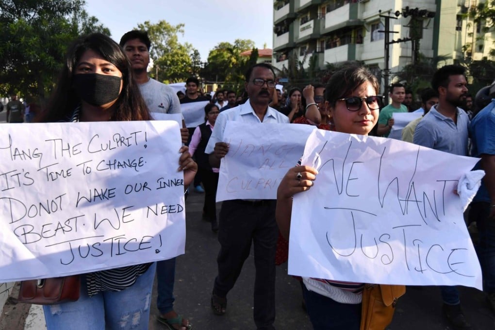 Indian protesters demanding the arrest and punishment of people involved in the killing of two men in Karbi Anglong district. Photo: AFP