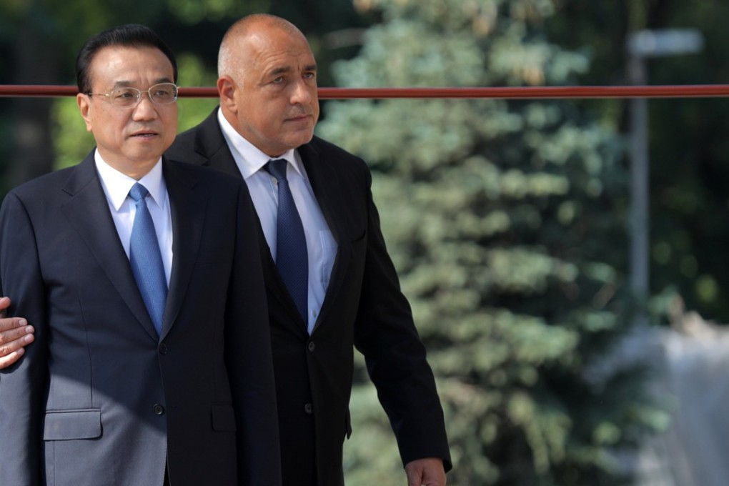 Bulgarian Prime Minister Boyko Borissov with Chinese Premier Li Keqiang during an official ceremony in Sofia, the venue for the summit, on Friday. Photo: Reuters