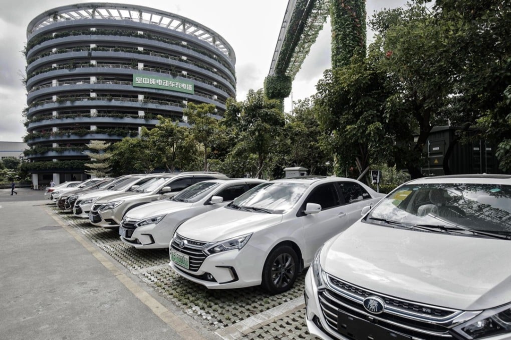 BYD cars are parked at the company’s headquarters in Shenzhen, China. The company shares fell on Monday despite clarification that it was not involved in any fraud involving Li Juan and her conspirator Chen Zhenyu. Photo: Bloomberg