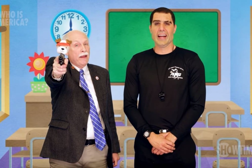 Sacha Baron Cohen appears with Philip Van Cleave, President of Virginia Citizen's Defence League, in 'Who is America?' Image: Showtime
