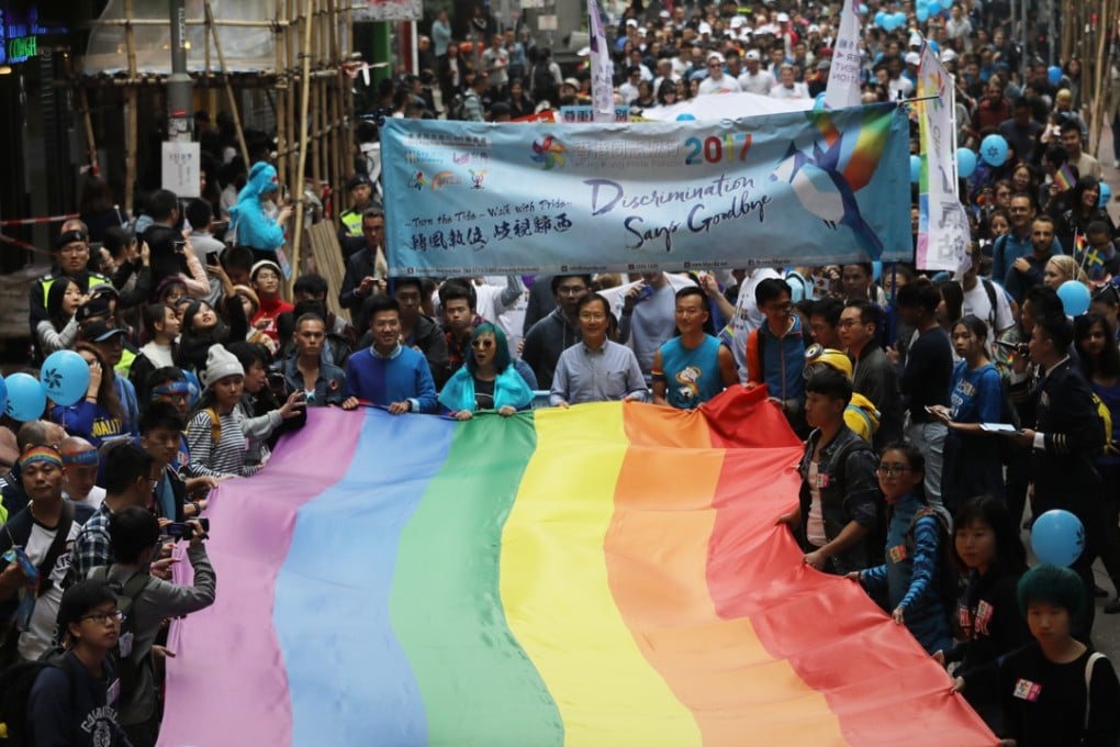 Crowds turn out in support of LGBT rights at the Hong Kong Pride Parade, in Causeway Bay in November 2017. Photo: Edward Wong