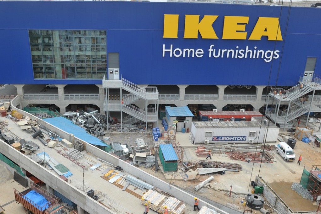 Construction crews in Hyderabad, India, apply the finishing touches to the Swedish homeware giant’s first store in the country. Photo: AFP