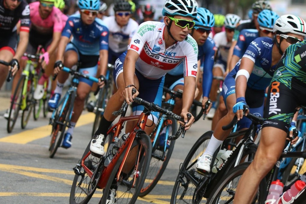 Hong Kong rider Leung Chun-wing (white) in action during the 2017 Cyclothon. 08OCT17 SCMP / Chan Kin-wa