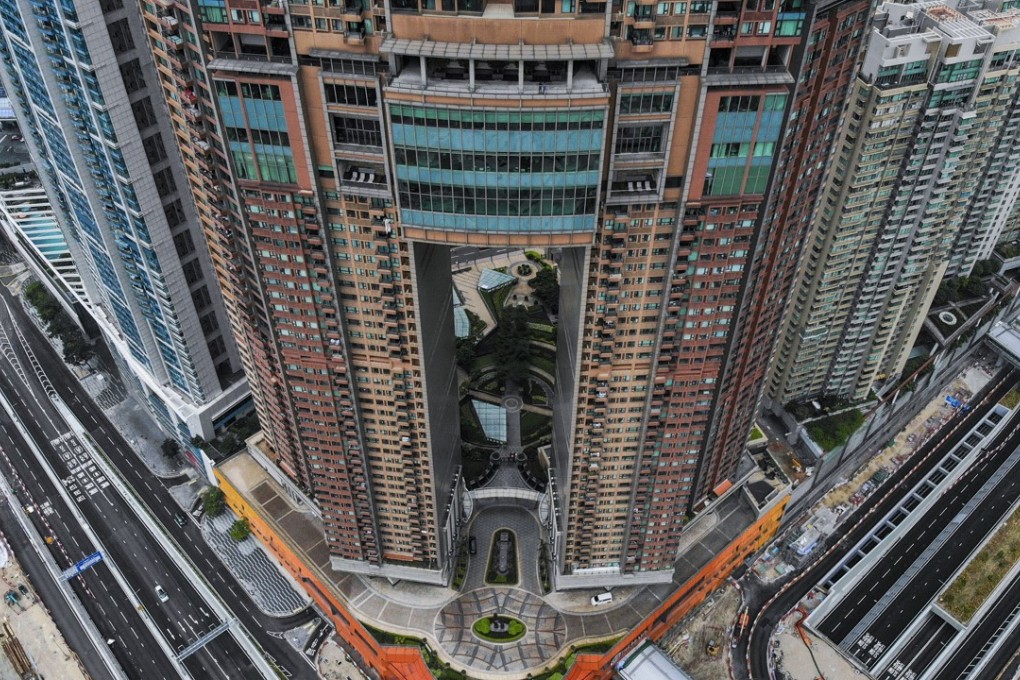 An aerial view of The Arch at Kowloon Station nearby the West Kowloon High Speed Rail Terminus. Photo: Roy Issa