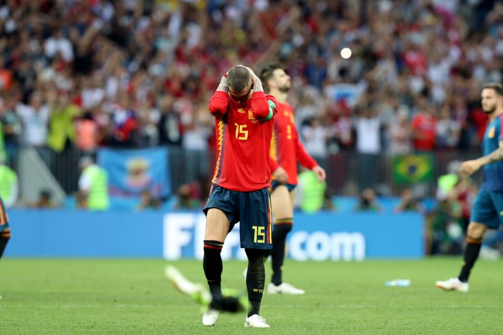 Sergio Ramos of Spain reacts after the 2018 Fifa World Cup loss to Russia in Moscow. Photo: Xinhua