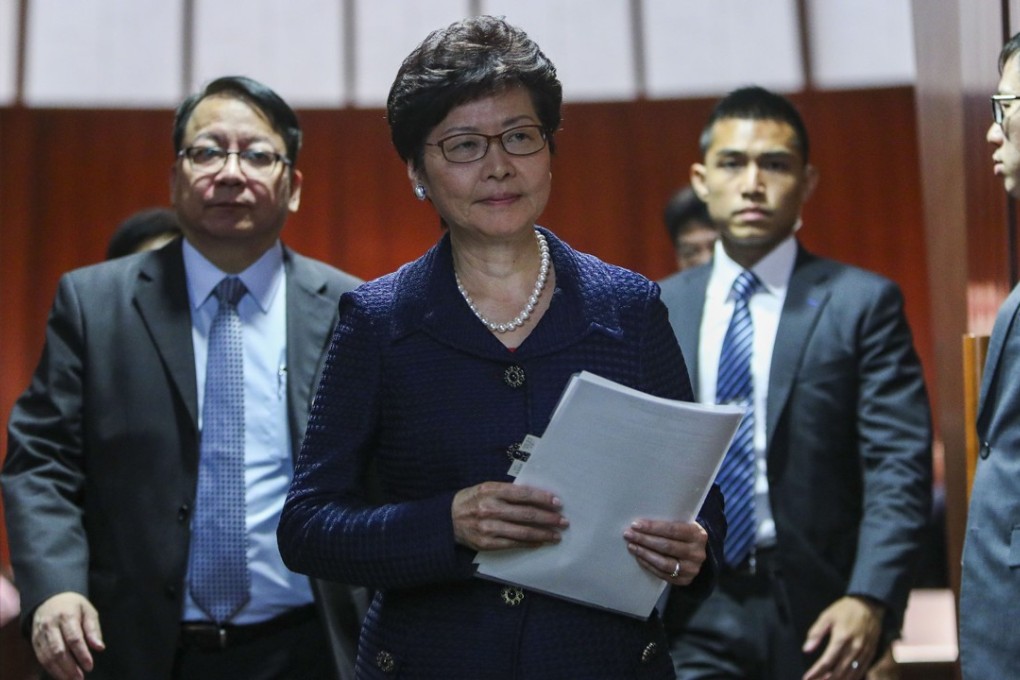 Chief Executive Carrie Lam says there is no consensus in Hong Kong society on the issue of gay marriage, and that the government will not push to legalise it any time soon. Photo: Winson Wong